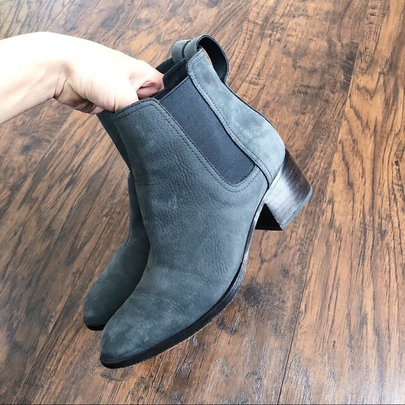 rag & bone • Walker chelsea boot ankle bootie Charcoal grey nubuck leather heel - Picture 9 of 16